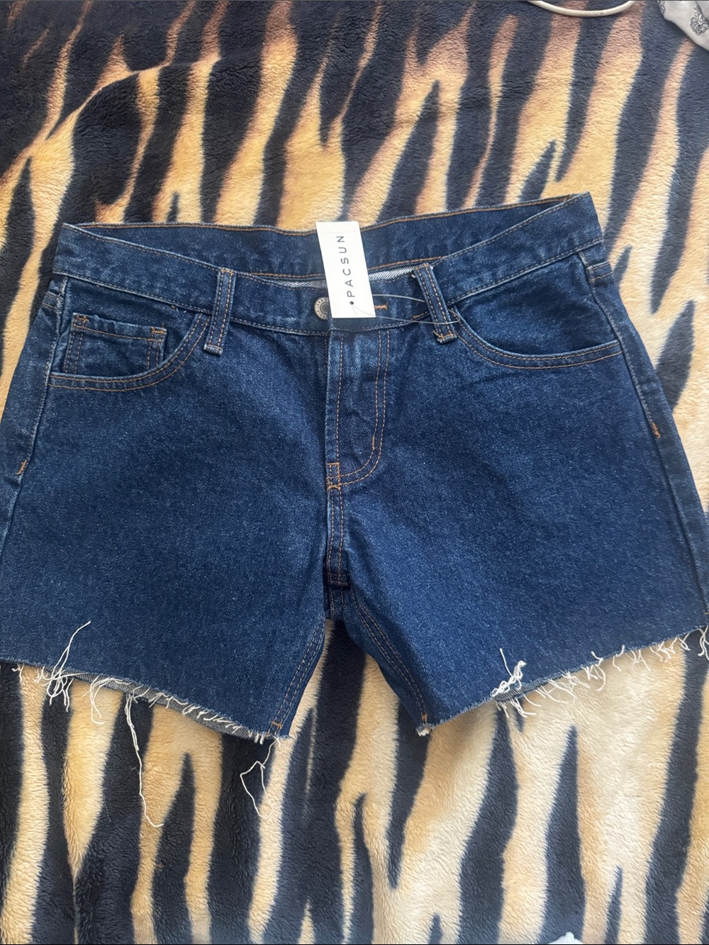 PacSun Dark Indigo Raw-Hem Denim Shorts